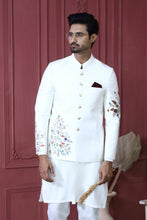 Load image into Gallery viewer, ER PC 3002 White Flower Embroided Nikkah Prince Coat For Men