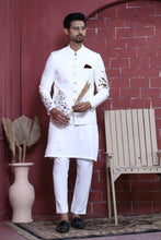 Load image into Gallery viewer, ER PC 3002 White Flower Embroided Nikkah Prince Coat For Men