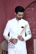 Load image into Gallery viewer, ER PC 3002 White Flower Embroided Nikkah Prince Coat For Men