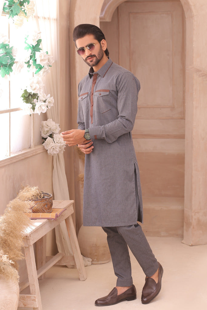 ER 691 Grey Men's Kurta Pajama