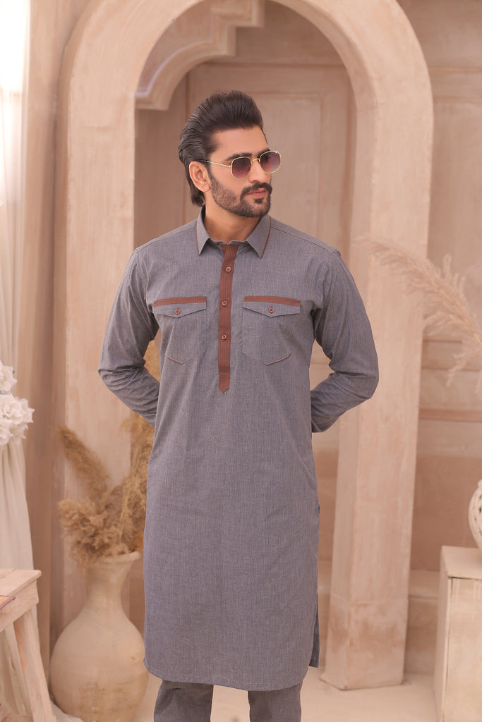 ER 691 Grey Men's Kurta Pajama