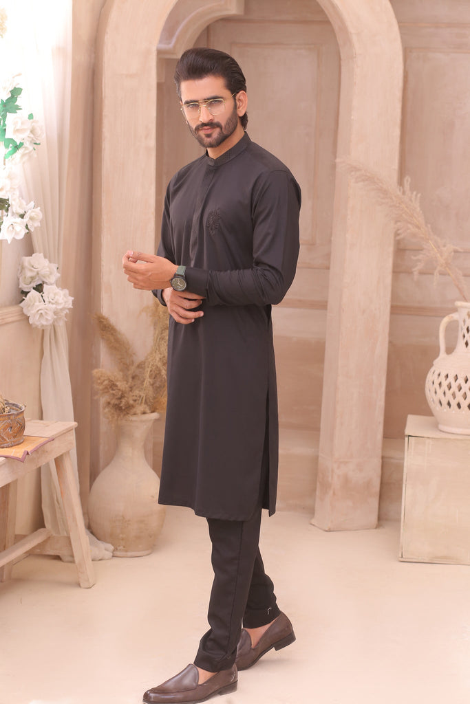 ER 706 Black Gents Pajama Kurta