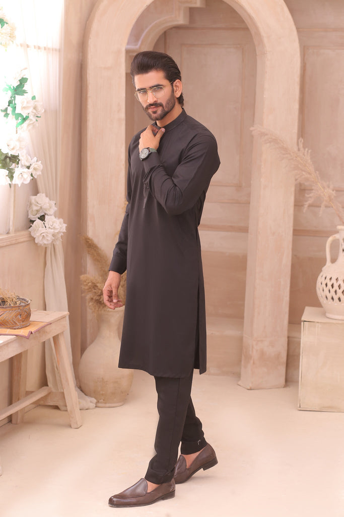 ER 706 Black Gents Pajama Kurta