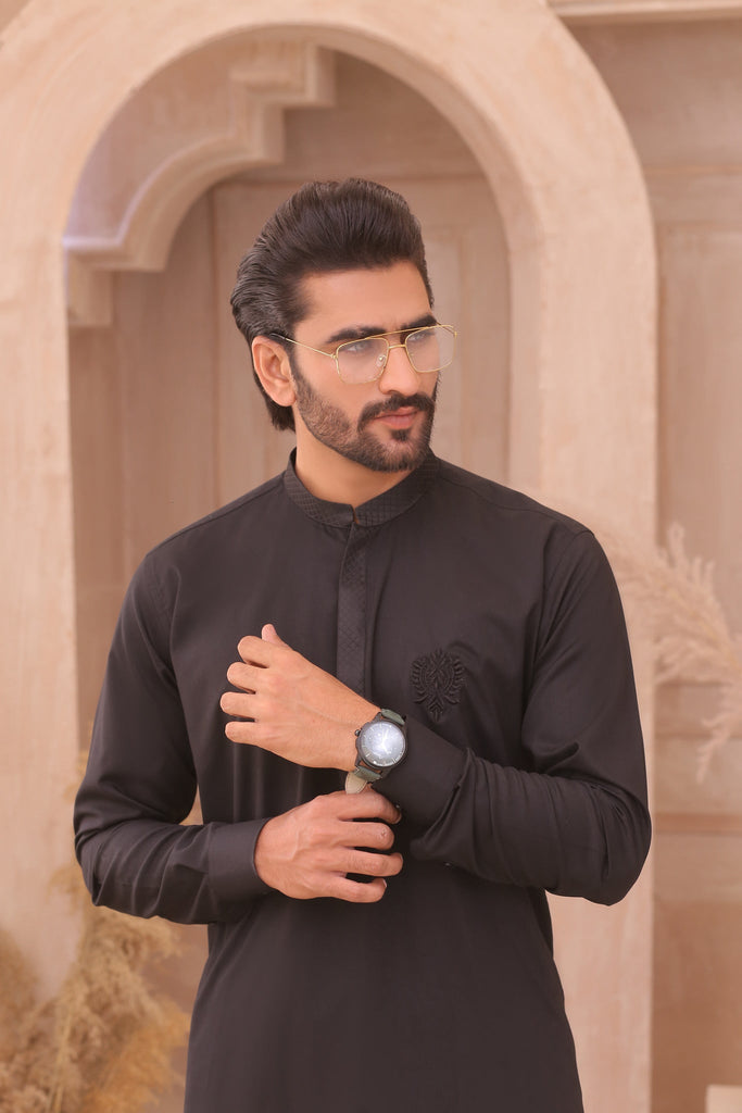 ER 706 Black Gents Pajama Kurta