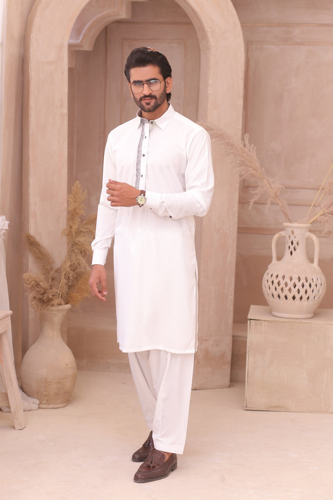 ER 698 White Shalwar Kameez For Man