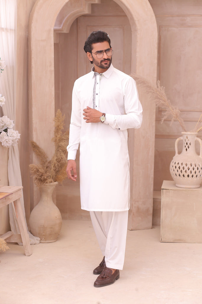 ER 698 White Shalwar Kameez For Man