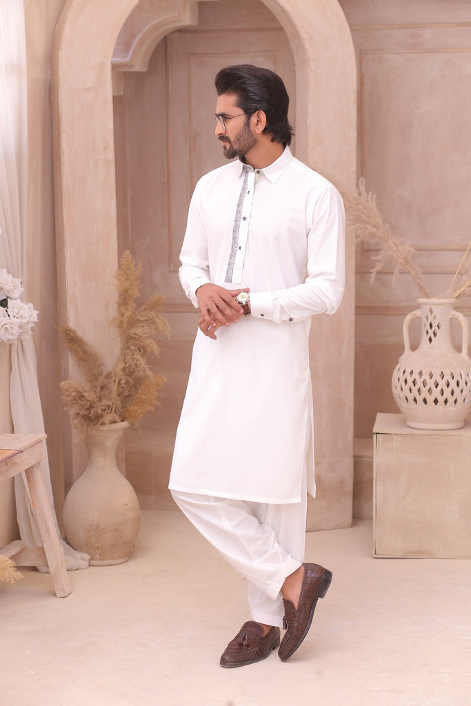 ER 698 White Shalwar Kameez For Man