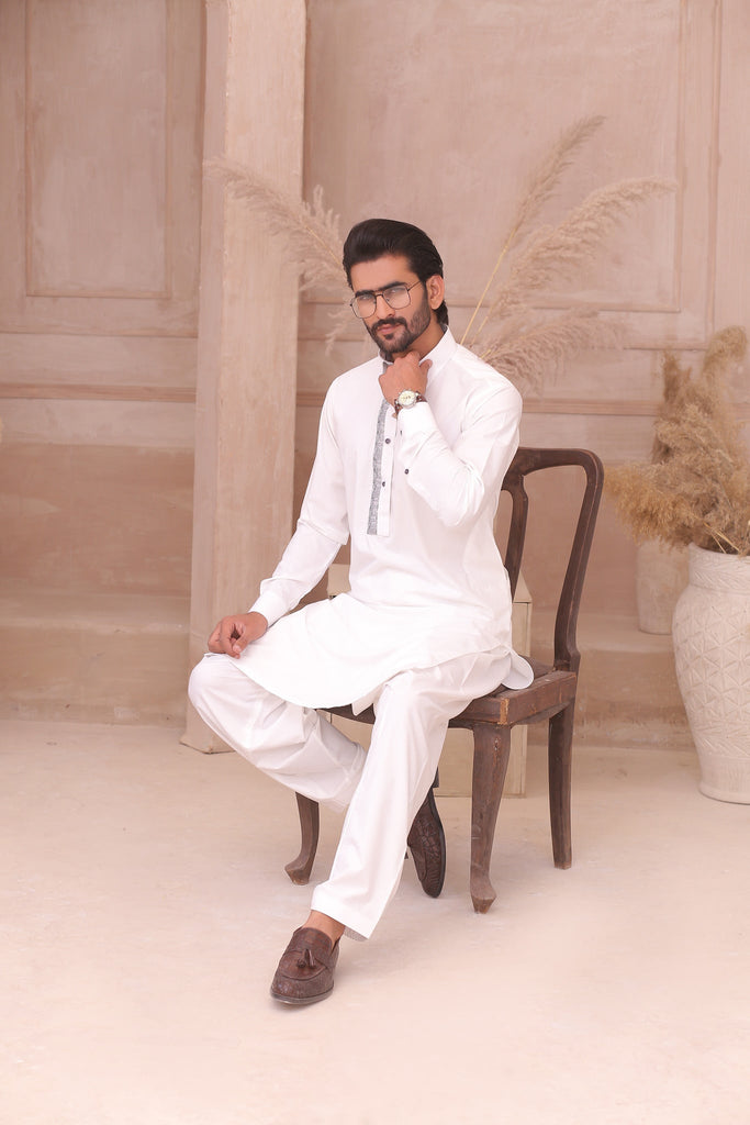 ER 698 White Shalwar Kameez For Man