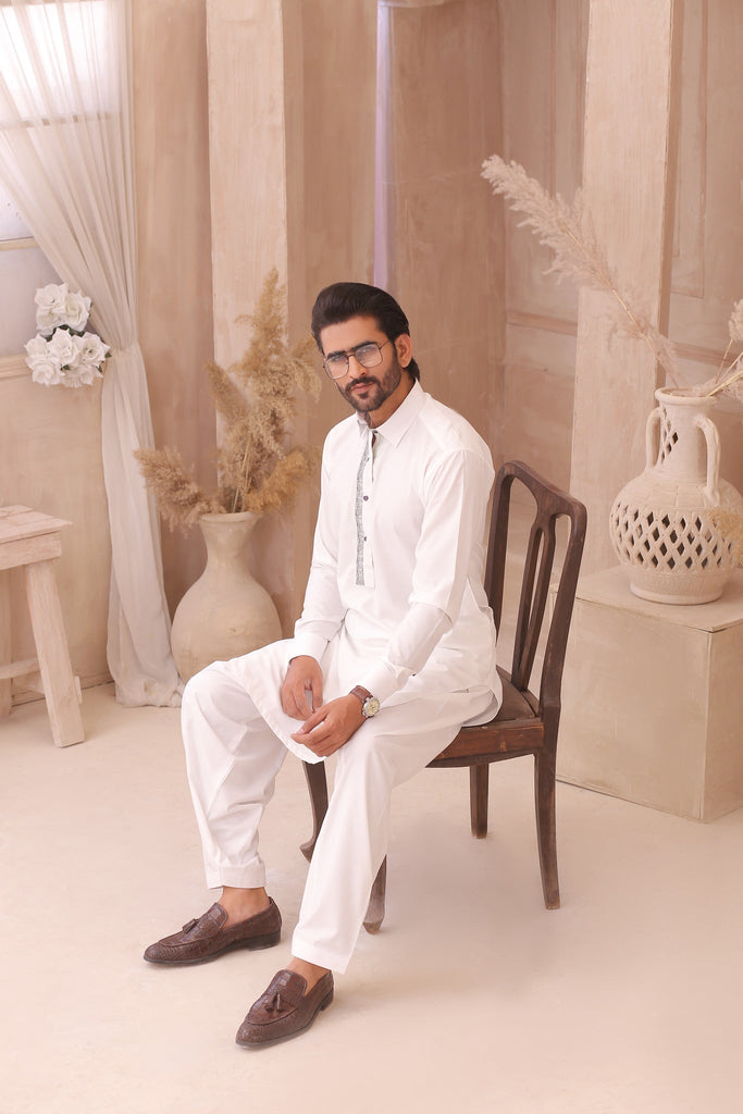 ER 698 White Shalwar Kameez For Man