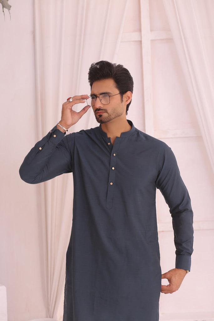 ER 705 Blue Kurta Pajama Mens Wear