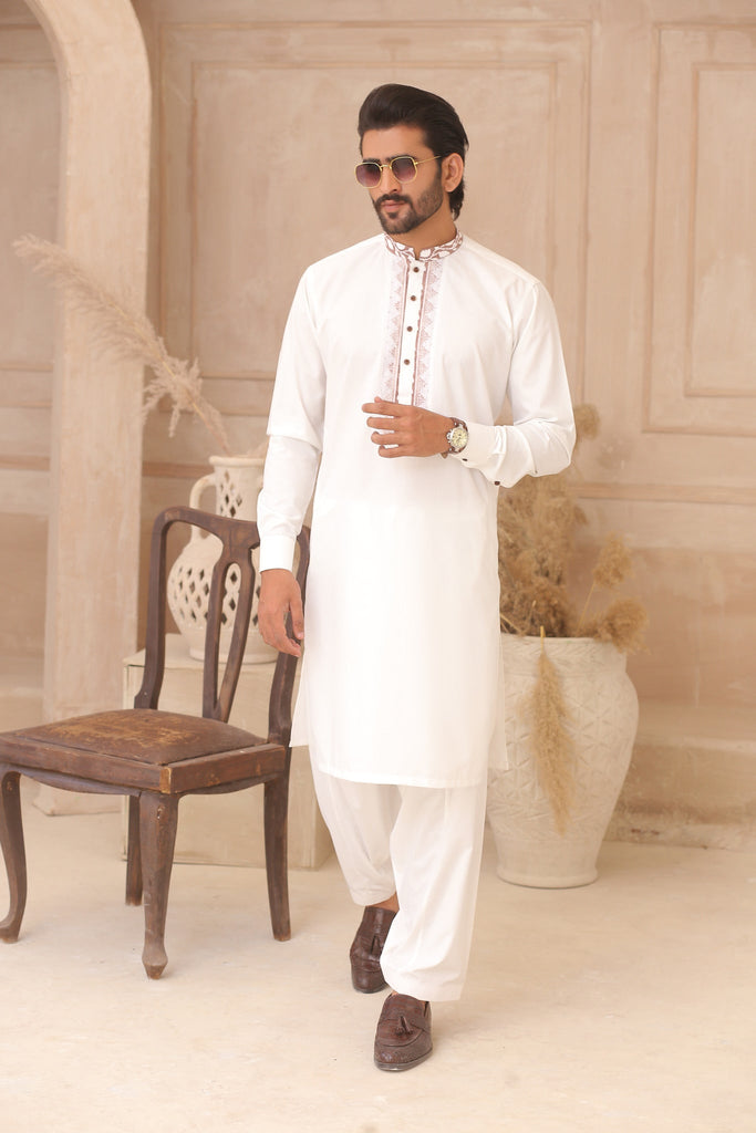 ER 702 White Shalwar Kameez For Mens