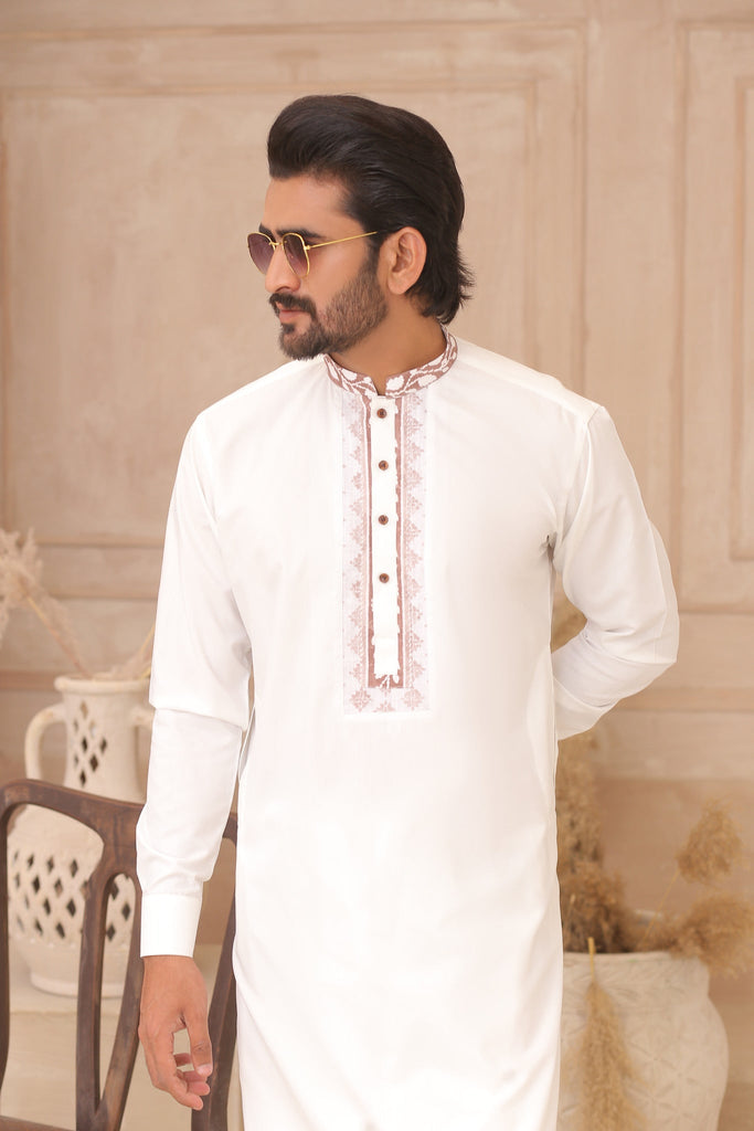 ER 702 Whitw Shalwar Kameez For Mens