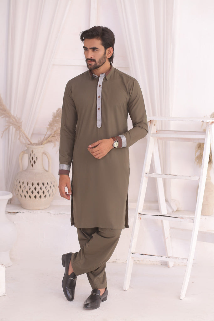 ER 688 Grey Kameez Shalwar For Men