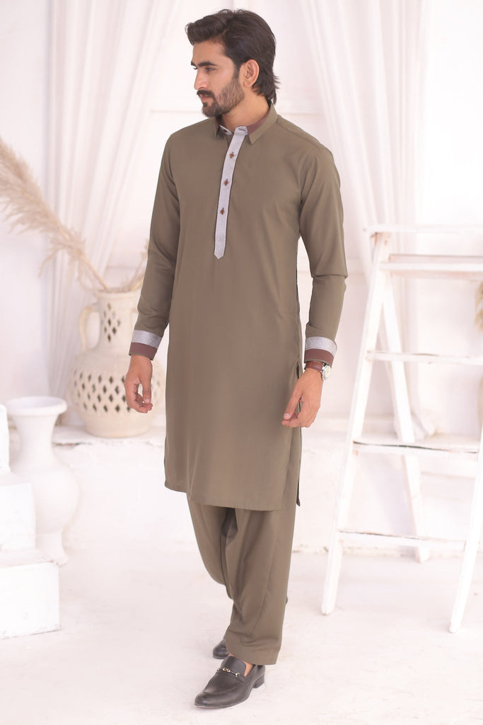 ER 688 Grey Kameez Shalwar For Men