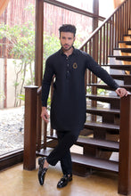 Load image into Gallery viewer, ER 681 Black Monogram Kurta pajama