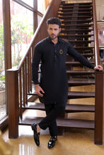 Load image into Gallery viewer, ER 681 Black Monogram Kurta pajama