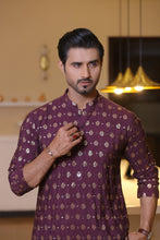 Load image into Gallery viewer, MR 64 Purple Mirror Work Kurta Pajama