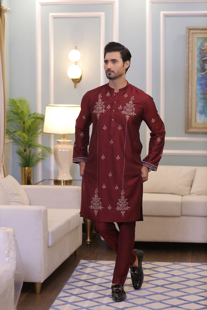 CK 714 Maroon Kurta Pajama Male