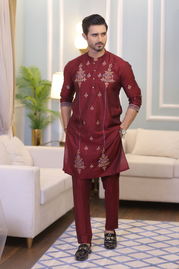 CK 714 Maroon Kurta Pajama Male