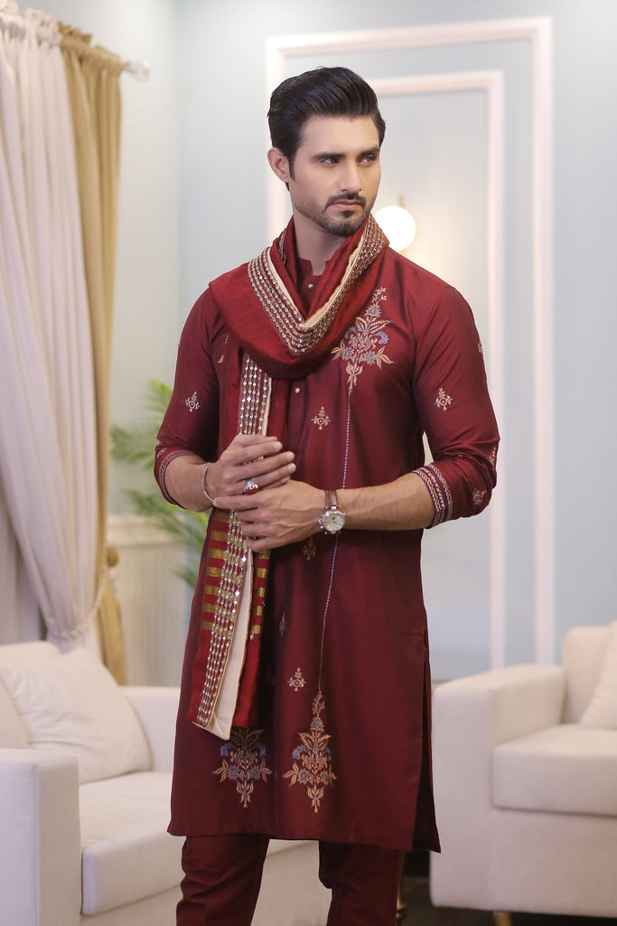 CK 714 Maroon Kurta Pajama Male