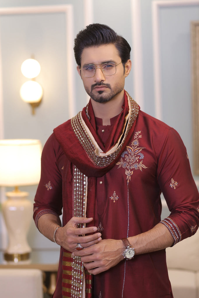 CK 714 Maroon Kurta Pajama Male