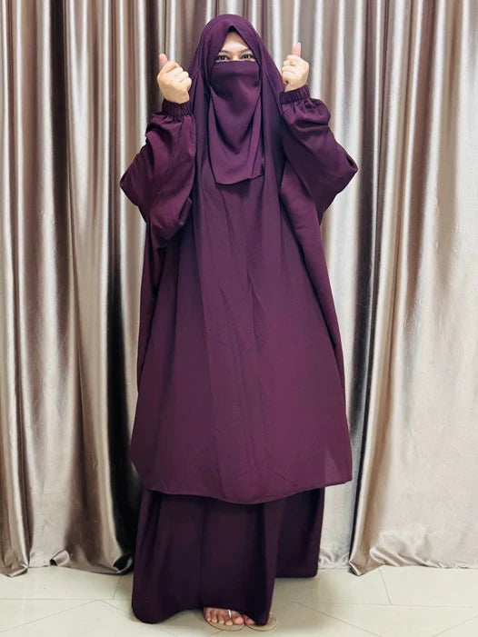 Alma Jilbab Set (Dark Purple - Color)