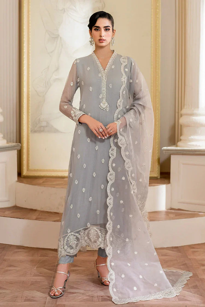 Fozia Khalid - Unstitched Chiffon Collection - Dove - LFP-1108