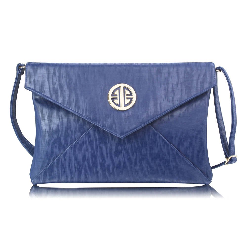 lse00220a navy large flap clutch purse