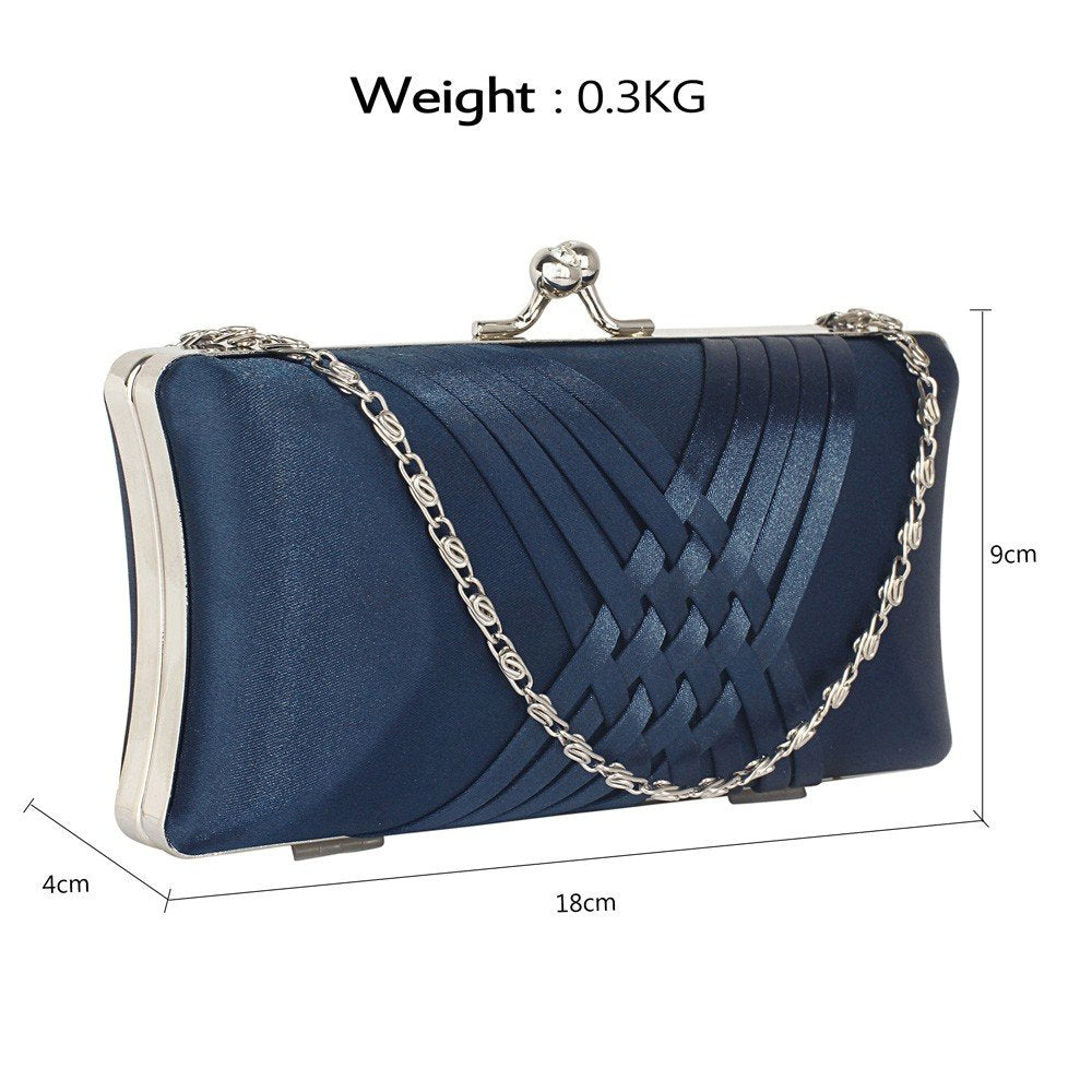 LSE0062 - Navy Satin Evening Clutch Bag