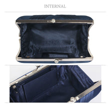 Load image into Gallery viewer, LSE0062 - Navy Satin Evening Clutch Bag