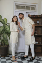 Load image into Gallery viewer, ER Self CP 9 Self Gold Eid Kurta With White Trouser FOR Couples