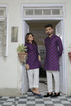 Load image into Gallery viewer, ER EMB CP 7 Purple Embroided Kurta With White Trouser For Couple