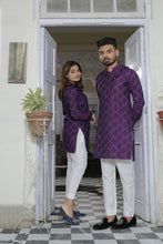 Load image into Gallery viewer, ER EMB CP 7 Purple Embroided Kurta With White Trouser For Couple