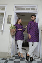 Load image into Gallery viewer, ER EMB CP 7 Purple Embroided Kurta With White Trouser For Couple