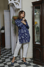 Load image into Gallery viewer, ER EMB WM 23Bluish Color with Floral Embroided Kurta With White Trouser