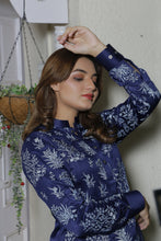 Load image into Gallery viewer, ER CP 6 Bluish Color with Floral Embroided Kurta With White Trouser For Couples