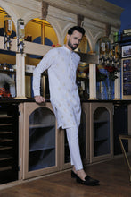 Load image into Gallery viewer, ER 570 White Delicated Motif Embroided Kurta Pajama For Men