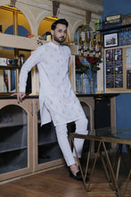 Load image into Gallery viewer, ER 570 White Delicated Motif Embroided Kurta Pajama For Men