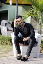 Load image into Gallery viewer, ER 568 Black on Black Embroided Designer Kurta Pajama For Men