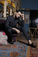 Load image into Gallery viewer, ER 565 Black With Copper Emb Motifs Kurta Pajama For Men