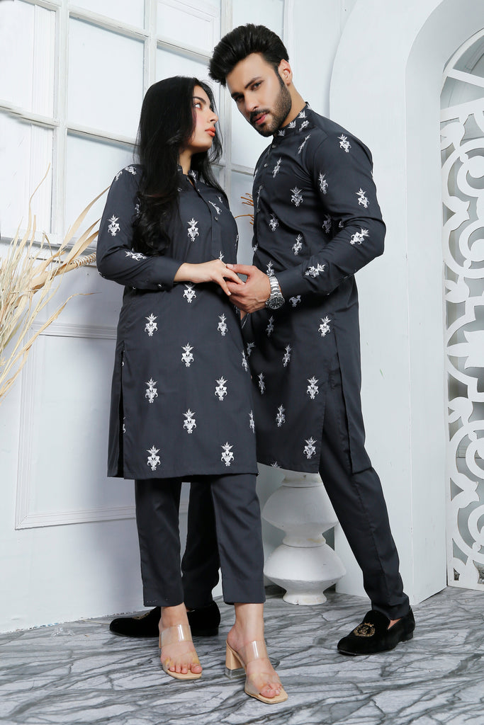 ER CP 2 Gray Embroided Couple Suits