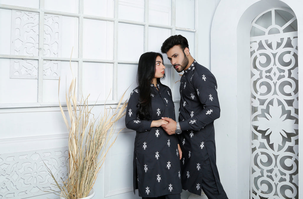 ER CP 2 Gray Embroided Couple Suits