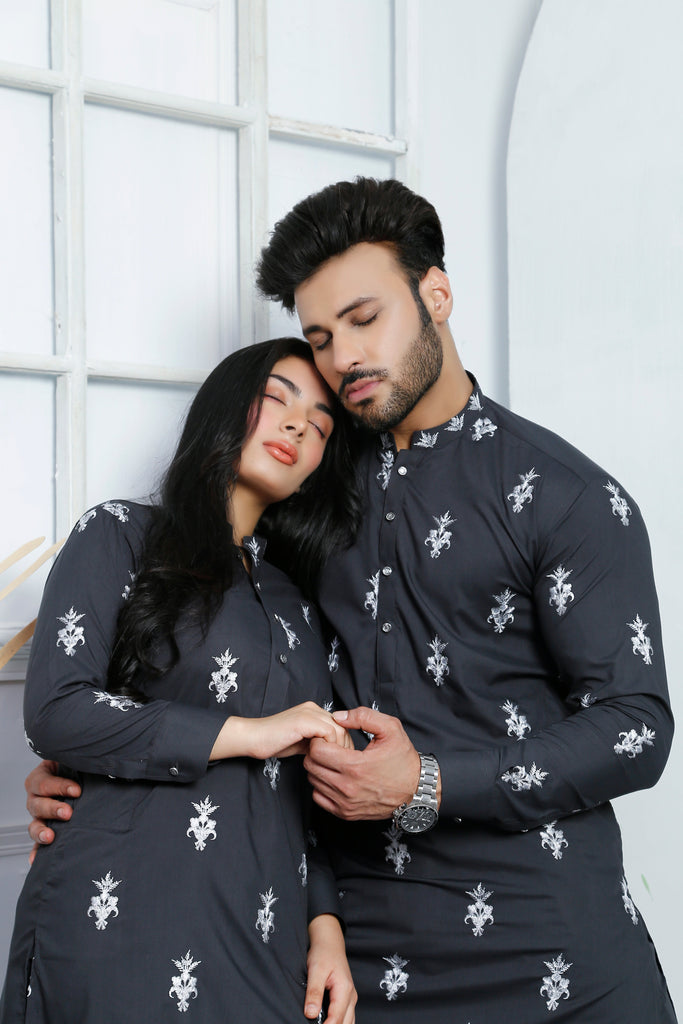 ER CP 2 Gray Embroided Couple Suits