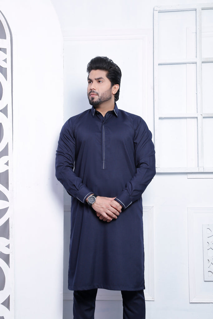 ER 496 Navy Blue Kurta Pajama For Men