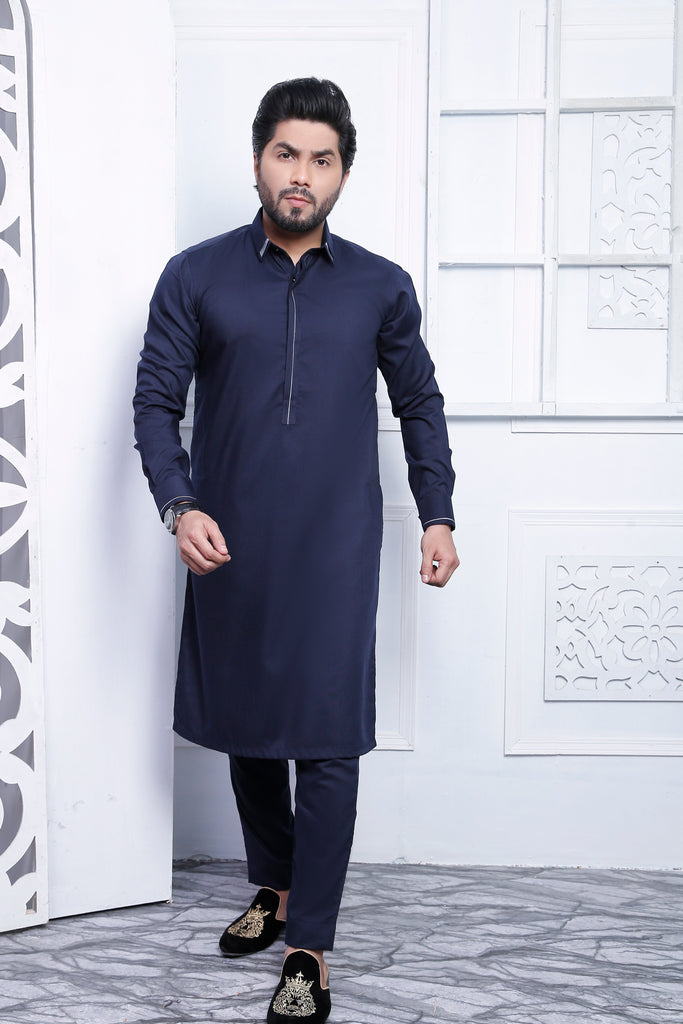 ER 496 Navy Blue Kurta Pajama For Men