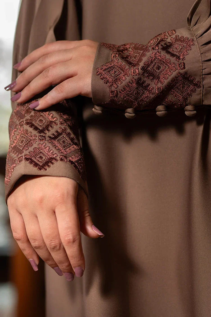 Malbus - Embroidered Abaya - Beige