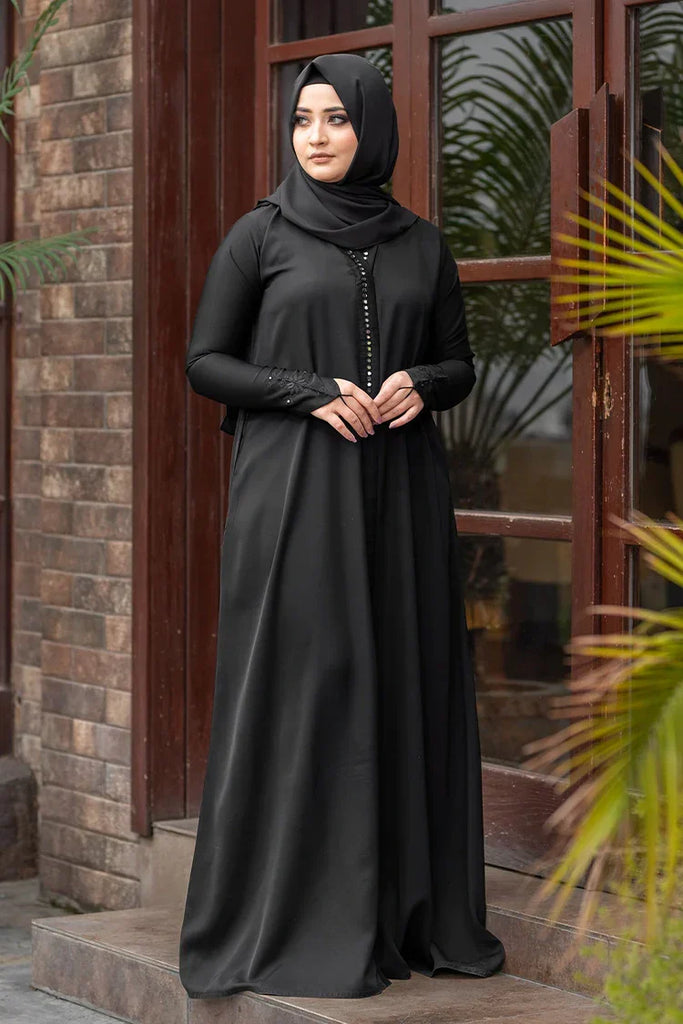 Malbus - Embroidered Abaya - Black