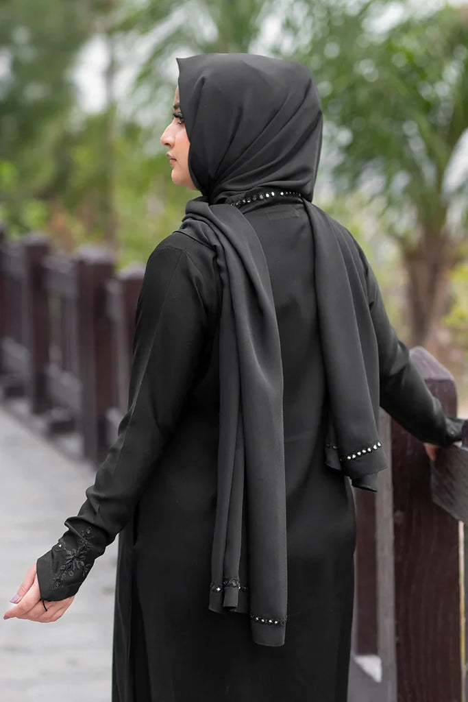 Malbus - Embroidered Abaya - Black