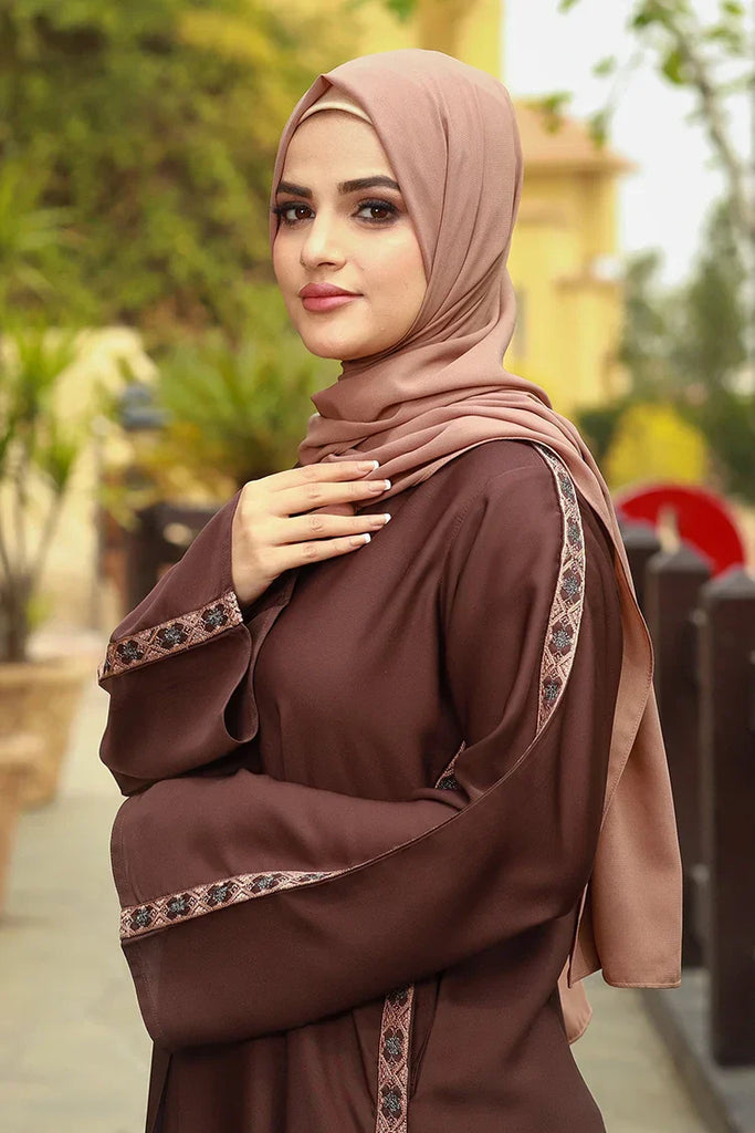 Malbus - Embroidered Abaya - Brown