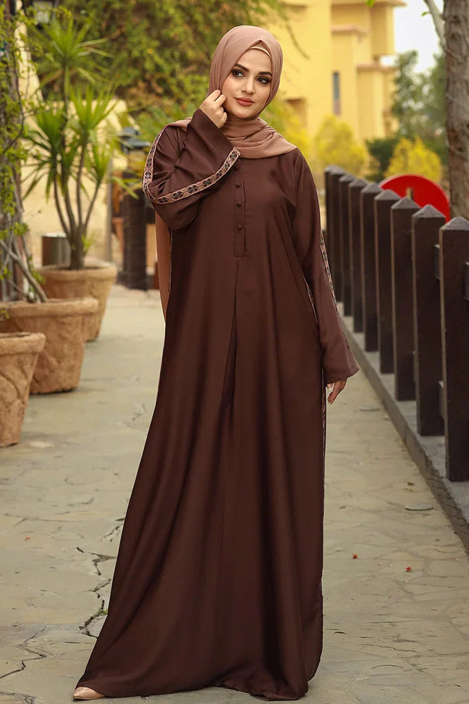 Malbus - Embroidered Abaya - Brown